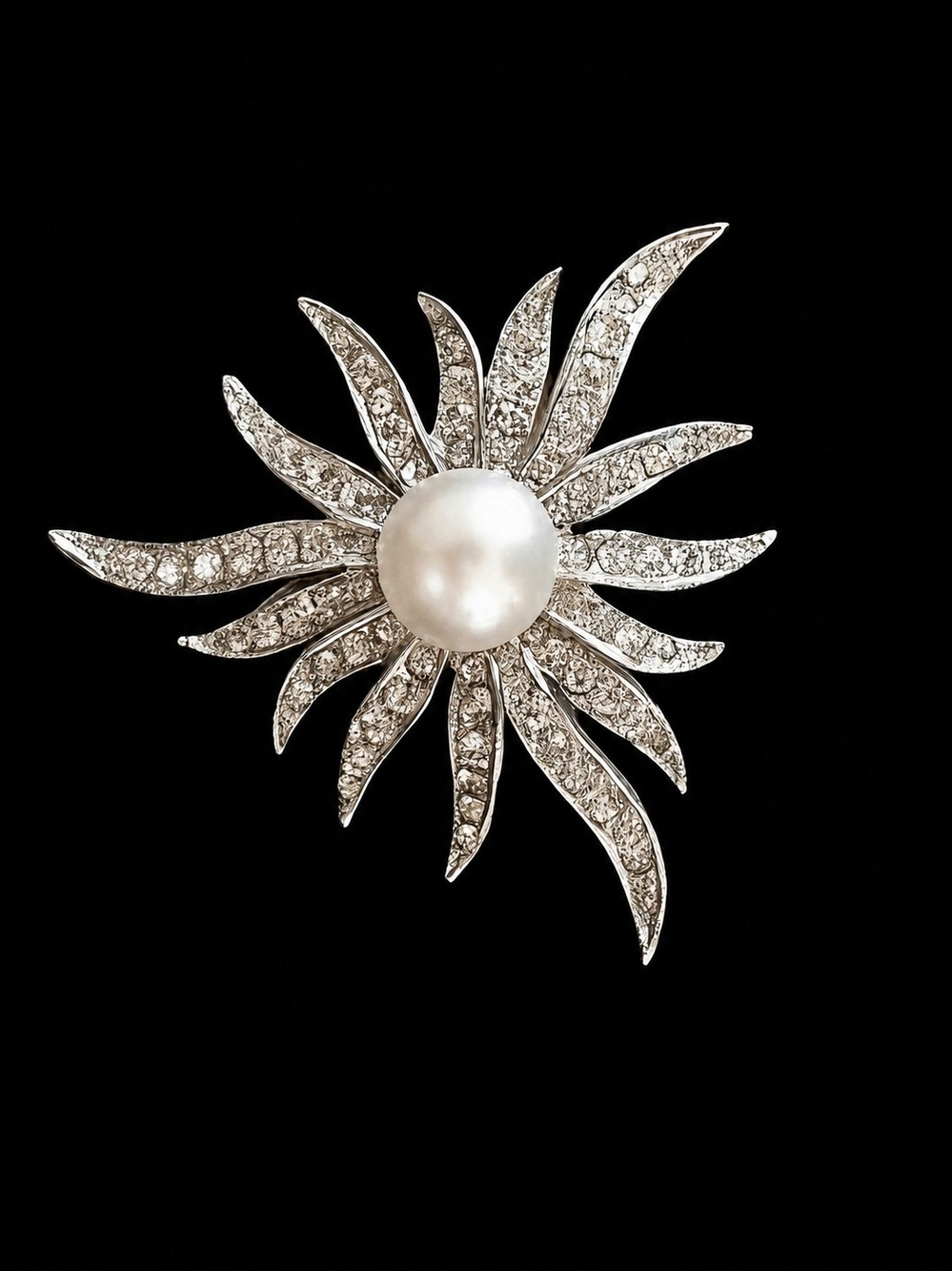 Vintage 1960s Celebrity N.Y. Rhinestone & Faux Pearl Starburst Brooch